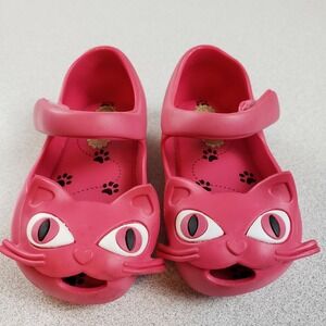 Mini Melissa Girls Red Cat Round Toe Lightweight Mary Jane Shoes Size 5